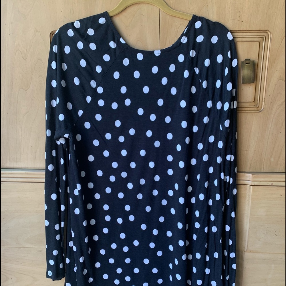 ASOS BLACK POLKA DOT LS TUNIC TOP